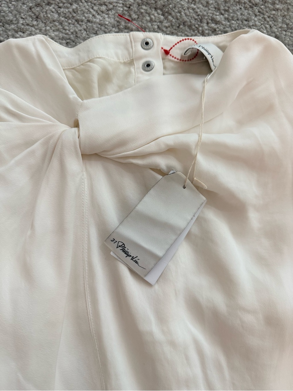 3.1 Phillip Lim Cream white Silky Midi Dress with Knot Waist and buttons - Picture 2 of 7